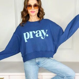 Navy Blue 'Pray' Women's Sweatshirt